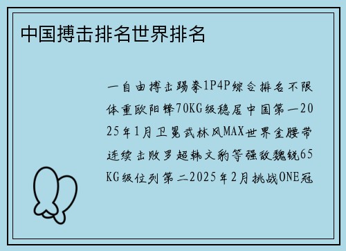 中国搏击排名世界排名